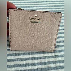 kate spade Soft Rose Saffiano Leather Bifold Wallet with Gold Logo